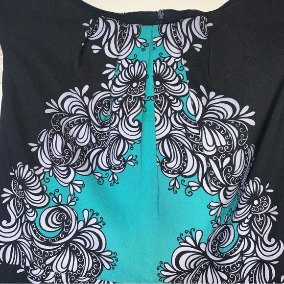 London Times 8 Sheath Dress Black Aqua - Picture 2 of 6